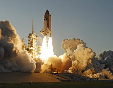 white space shuttle flying off the sky thumbnail