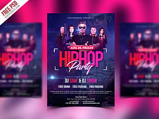 HipHop Party Invitation Flyer PSD Template psd file