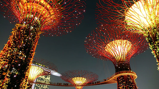 low angle photography of buildings with lights thumbnail