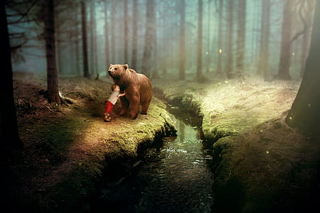 boy inf front of bear thumbnail
