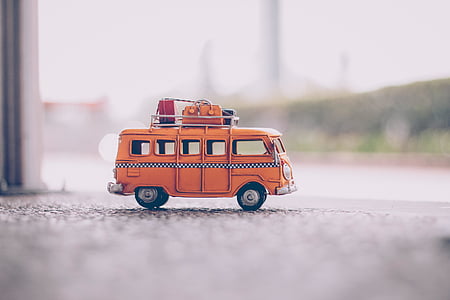 orange Volkswagen bus die-cast metal thumbnail