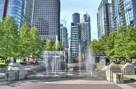 water fountain with trees thumbnail