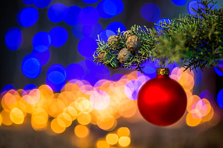 Red Baubles on Christmas Tree thumbnail