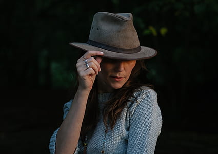 Woman in Brown Fedora Hat thumbnail