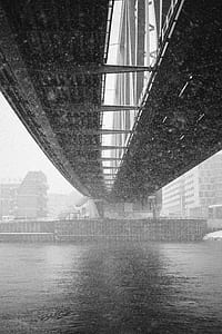 grayscale photo of crane bridge thumbnail