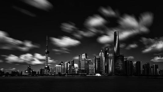 grayscale photo of city thumbnail
