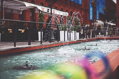Water spraying into the air from fountain thumbnail