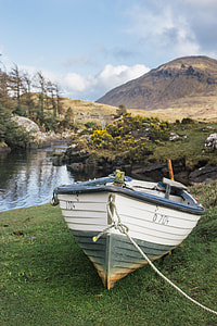 white and gray punt boat near river thumbnail
