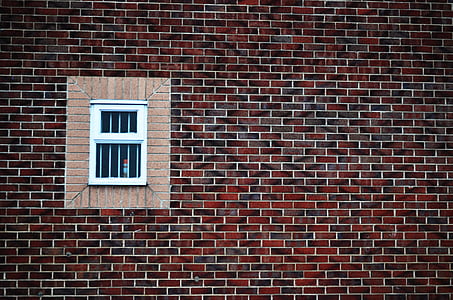 white wooden framed sliding window placed on brown brick wall thumbnail