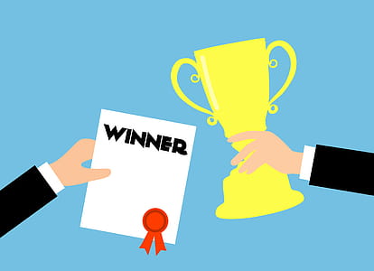 Illustration of business award being handed over. thumbnail