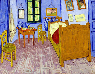 brown, purple, bedroom set, post impressionist, post impressionism, fine art thumbnail