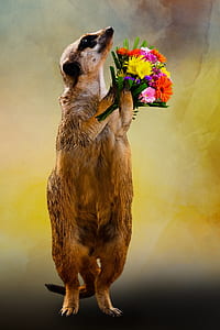 brown meerkat with flowers thumbnail