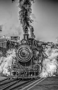 grayscale photo of train thumbnail