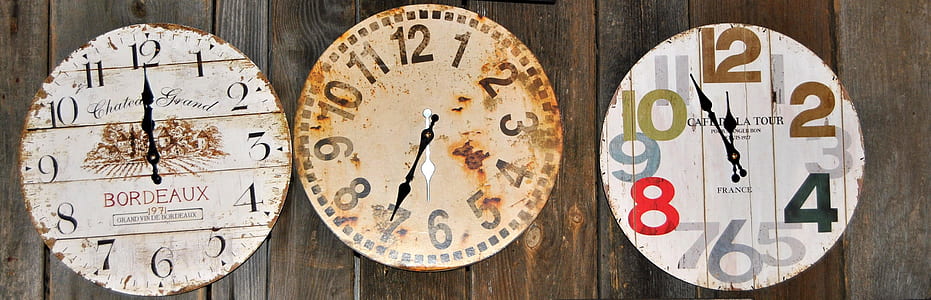three analog clocks thumbnail