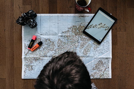 person facing on map, tablet, and marker thumbnail
