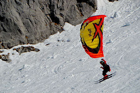 paraglider, ski, snow, slope thumbnail