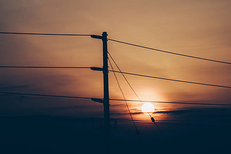 Silhouette Photo Of Utility Post thumbnail