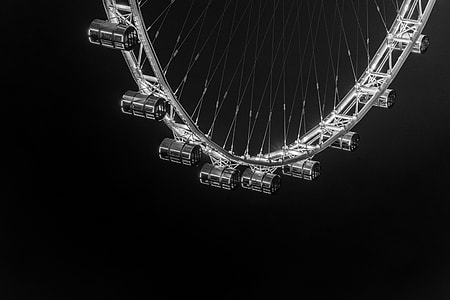 grayscale photo of Ferris wheel thumbnail