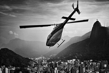 Black and White Helicopter over Rio, Brazil thumbnail
