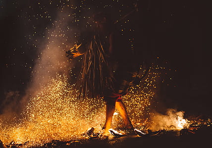 person walking on fire photo thumbnail
