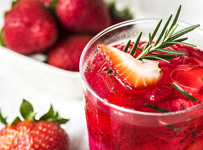 strawberry juice with rosemary herb on focus photo thumbnail