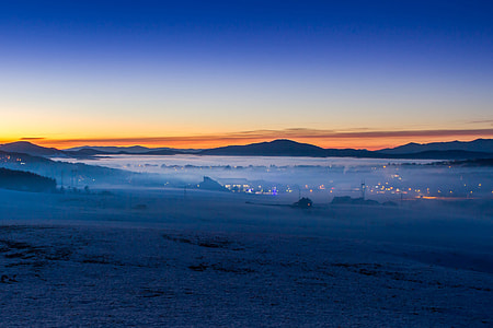 Landscape photo captured during blue hour at sunset thumbnail