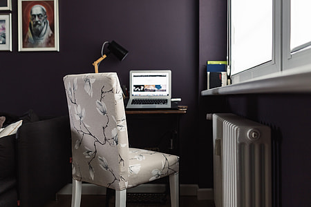 Contemporary home office idea with dark walls thumbnail