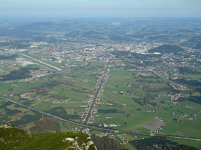 The Salzburg basin as viewed from the air in Austria thumbnail