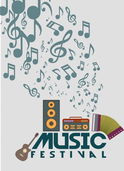 Music Festival Banner Dark Vignette Symbols Design Ai Eps File