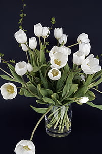 white petal flowers on glass vase thumbnail