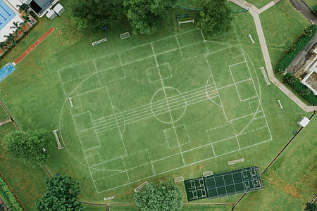aerial photography of soccer field thumbnail