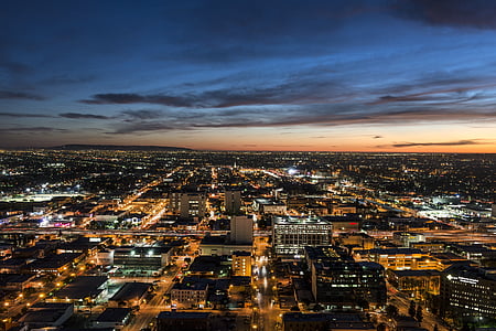 aerial photography of buildings during night time thumbnail
