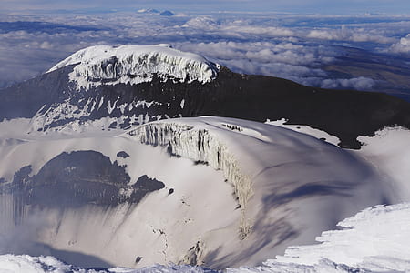 aerial view photography of black and white mountains thumbnail