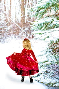 girl wearing red dress thumbnail