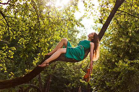 woman lying on brown branch thumbnail