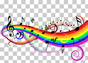 Musical note Singing Choir Part, Rainbow Music notes lines material, painting of musical notes PNG clipart