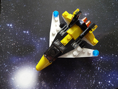 white, yellow, and black spaceship building blocks toy thumbnail