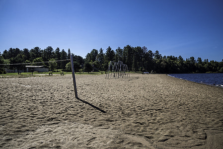 Volleyball Nets and Swings on Beach at Van Riper State Park, Michigan thumbnail