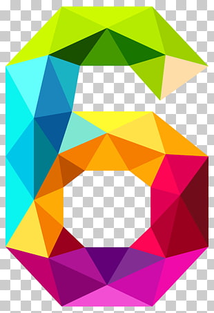 Number , Colourful Triangles Number Six , multicolored #6 illustration PNG clipart