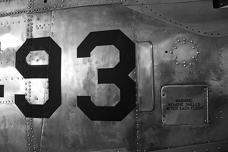 Close-up shot of an old military aircraft, image captured at Duxford Air Museum thumbnail