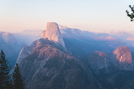 high-angle photography of mountain and trees thumbnail