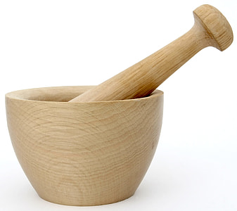 brown wooden mortar and pestle thumbnail