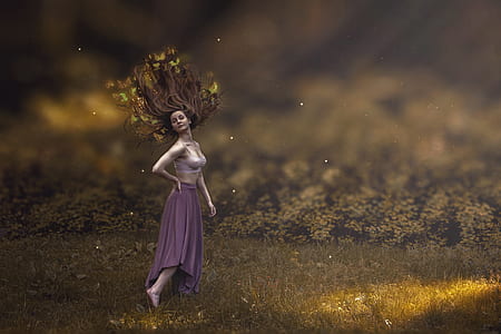 woman wearing purple dress thumbnail