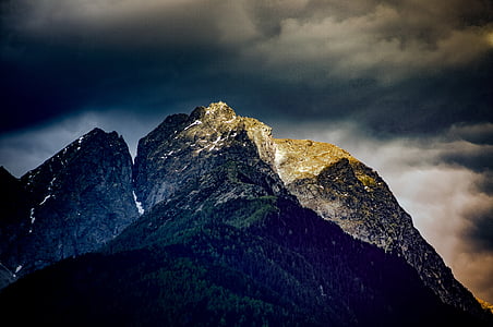 green and gray mountain under gray clouds at daytime thumbnail