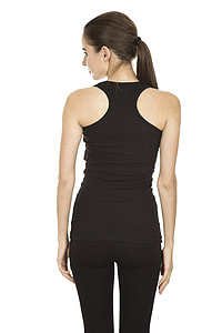 woman wearing black racerback tank top and black leggings thumbnail