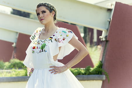 Blonde Woman In White Dress thumbnail