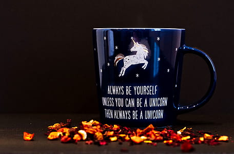 blue mug on black surface thumbnail