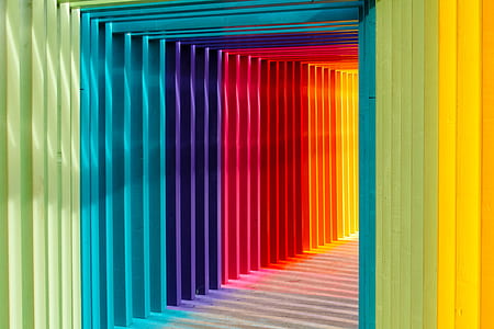 multicolored wooden wall framed hallway thumbnail