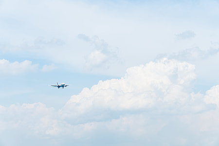 flying plane with cloudy sky thumbnail