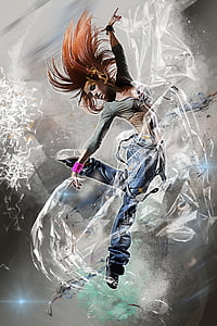 woman with red hair dancing wallpaper thumbnail